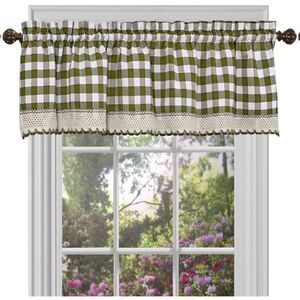 Two Achim Buffalo Check Valances sage